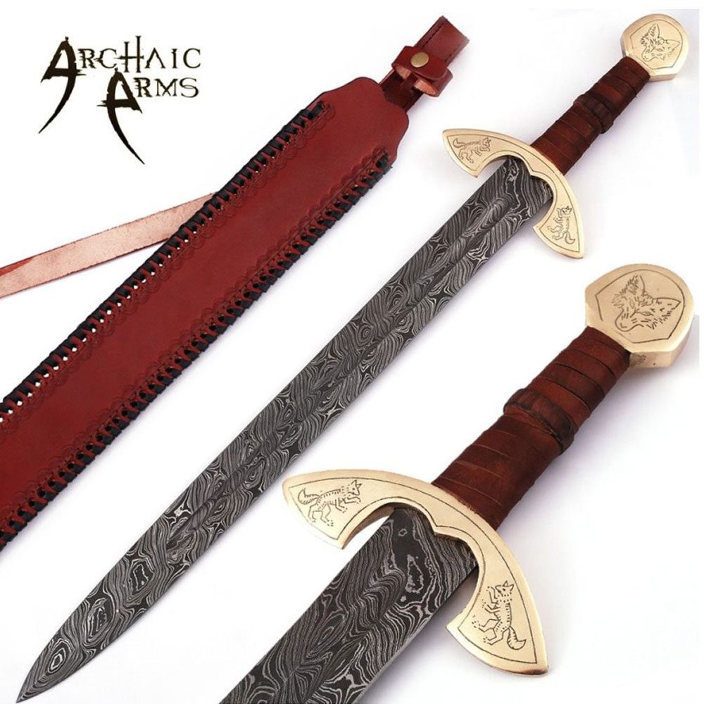 Beautiful Damascus Steel Medieval Sword