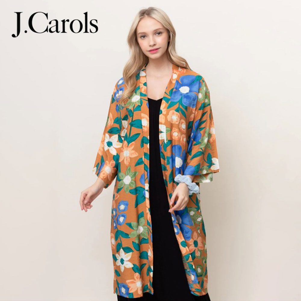 Blossom Elegance Floral Long Kimono