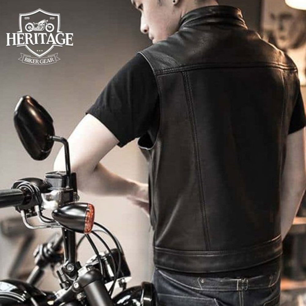 Men's Custom Leather Rebel Motorcylce Vest