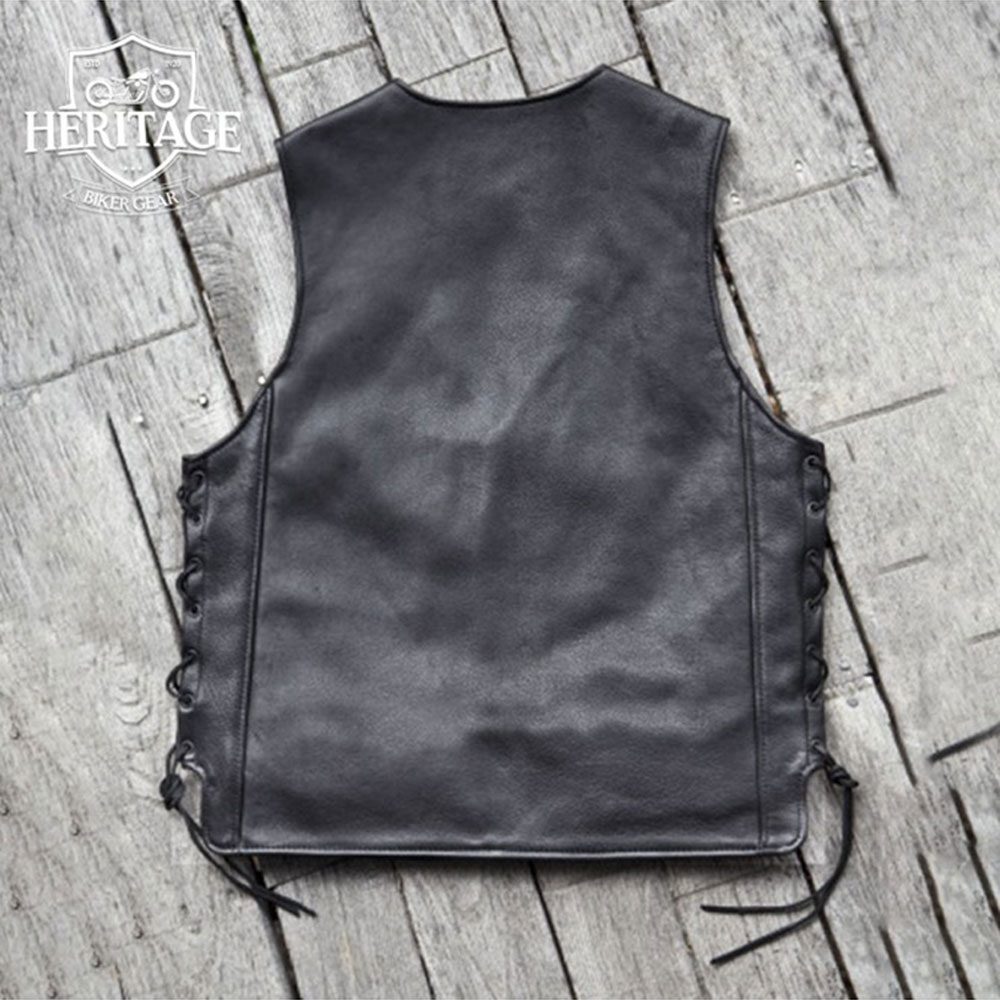 Men's Charter Leather Vest With Extended Back