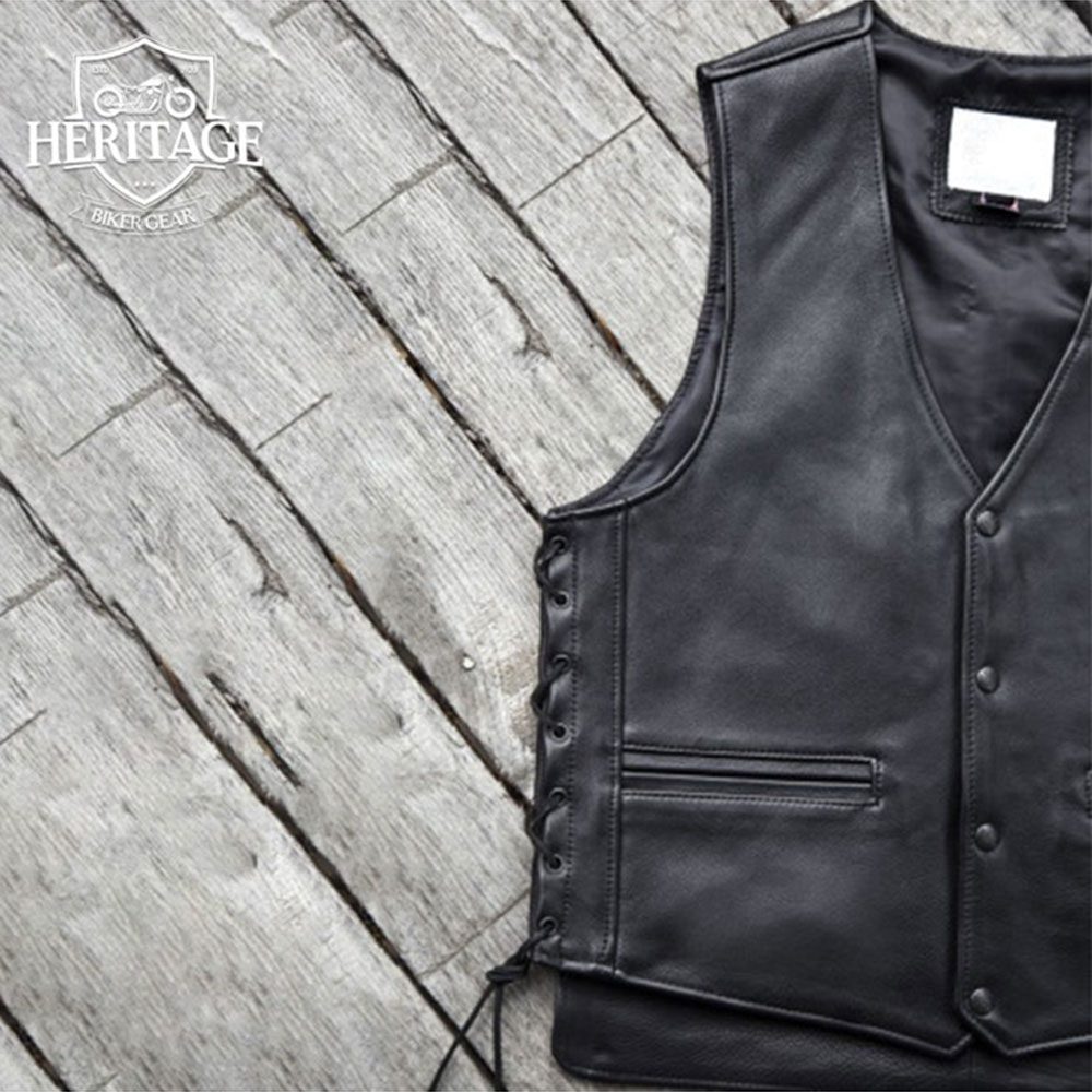 Men's Charter Leather Vest With Extended Back