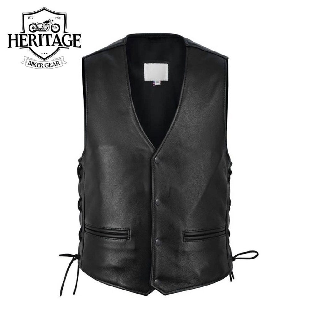 Men's Charter Leather Vest With Extended Back