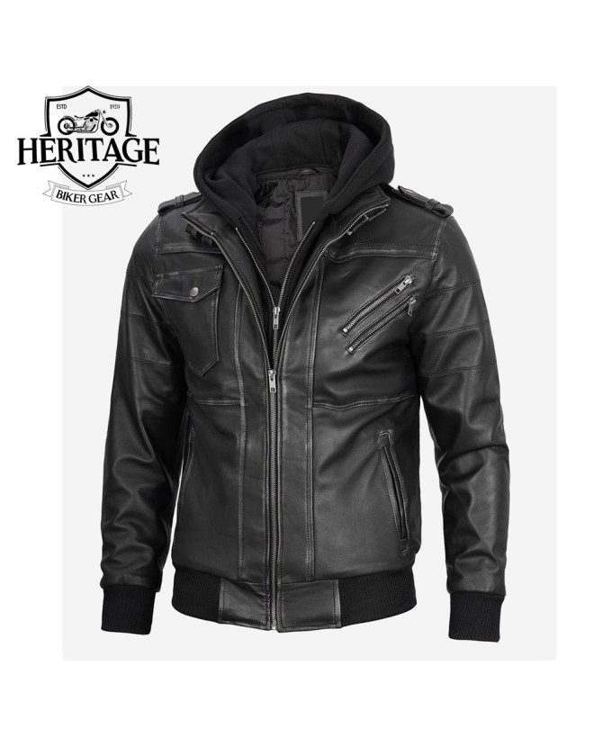 Men's Leather Bomber Jacket