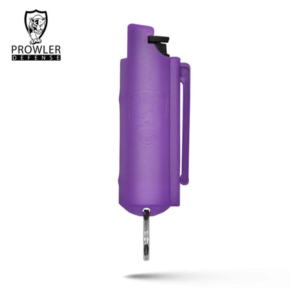 Purple Hard Case Personal Defense Pepper Spray Keychain With Belt Clip