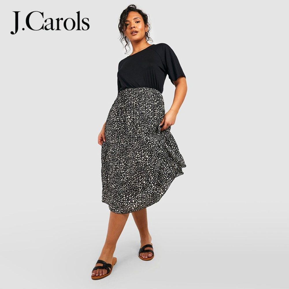 J.Carols® Printed Pleated Skater Dress