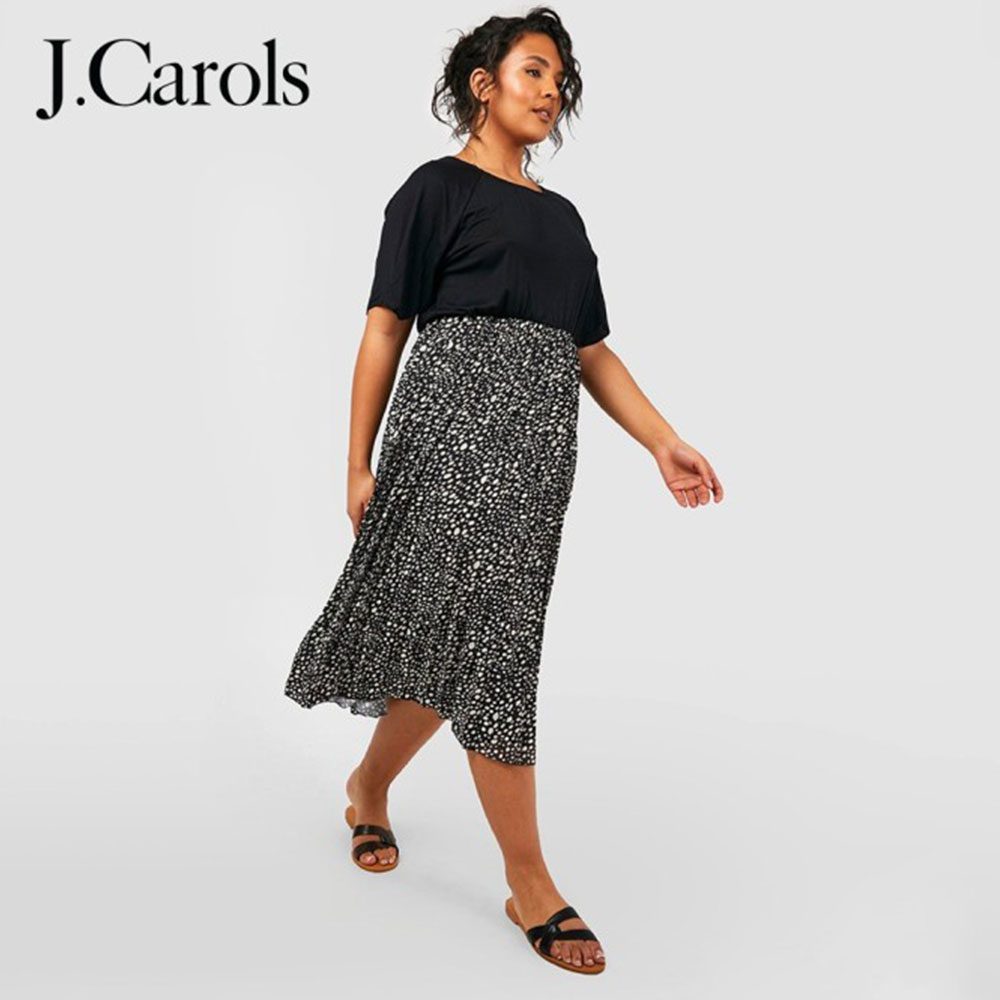 J.Carols® Printed Pleated Skater Dress