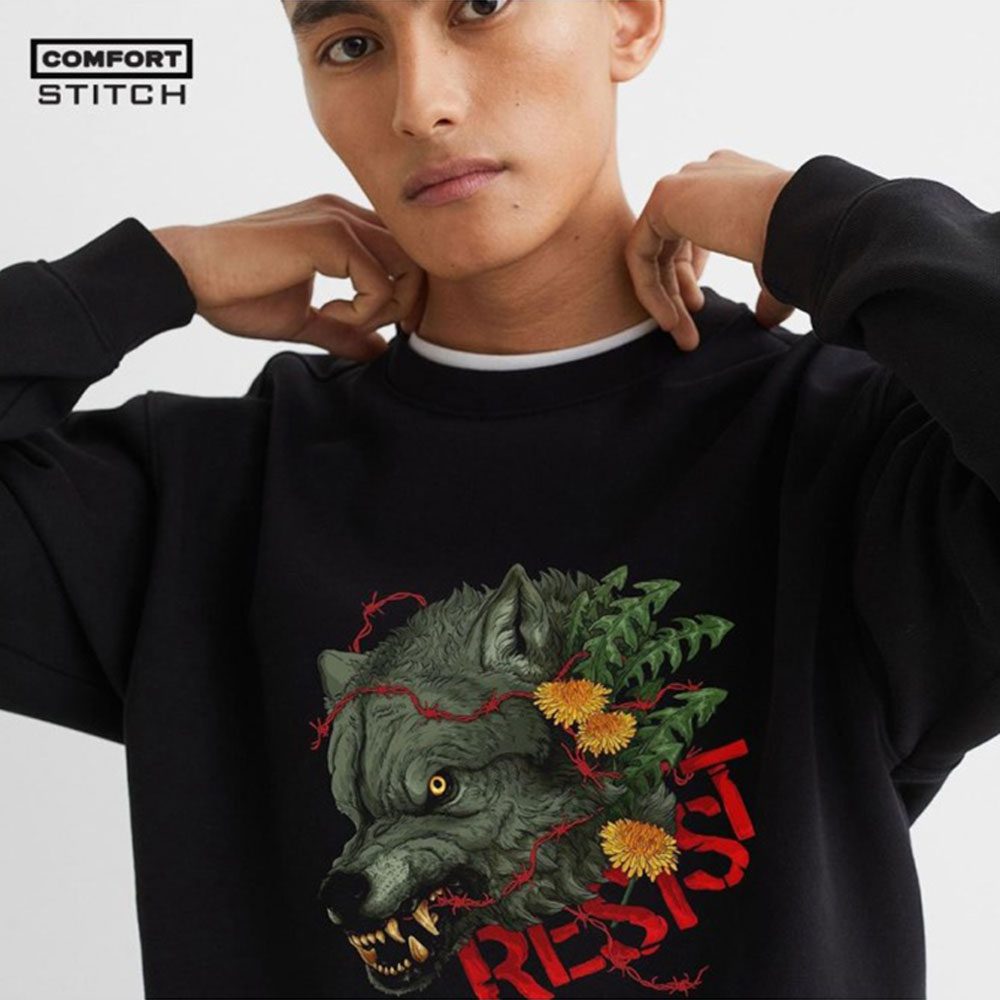 Relaxed Fit Printed Sweatshirt in Black