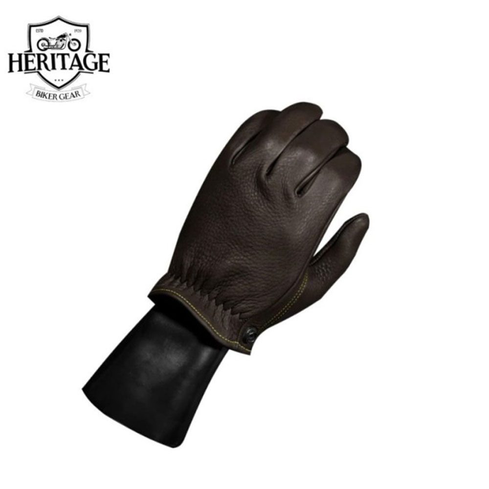 Heritage Premium Road Riding Brown Leather Gloves