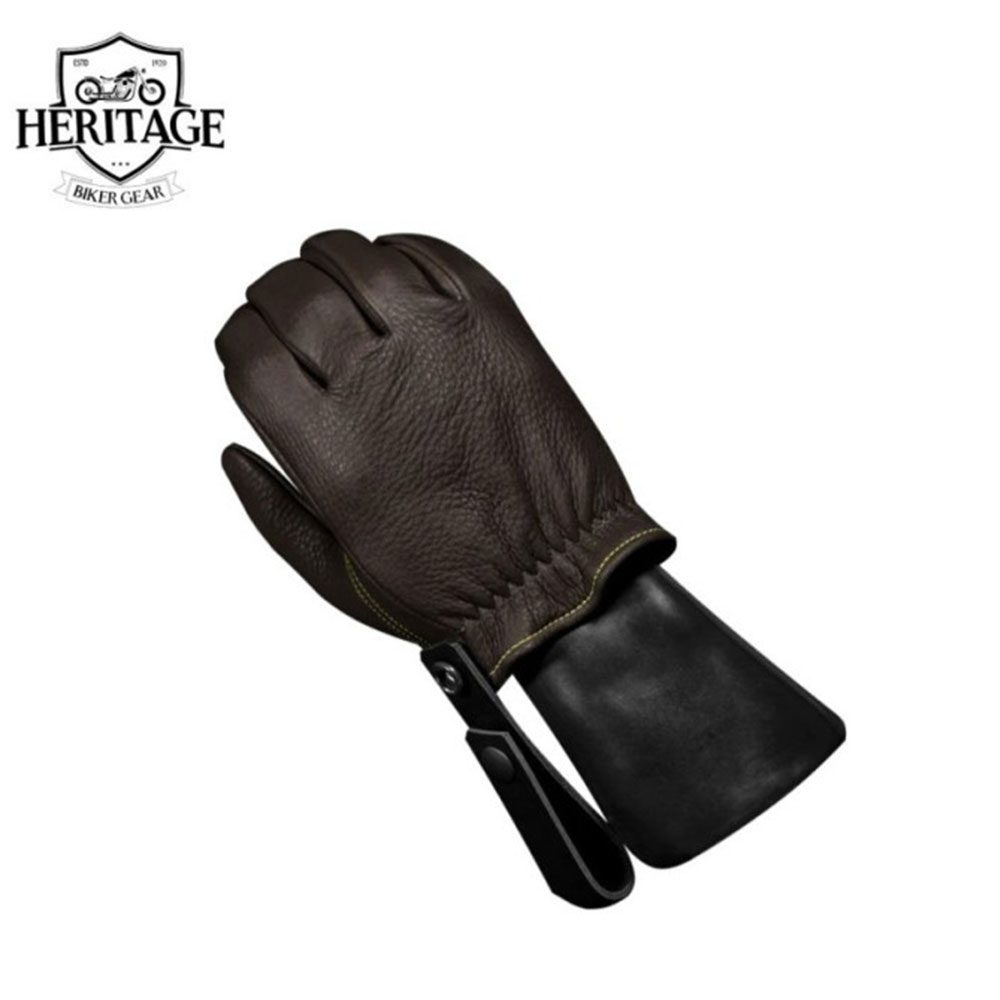 Heritage Premium Road Riding Brown Leather Gloves