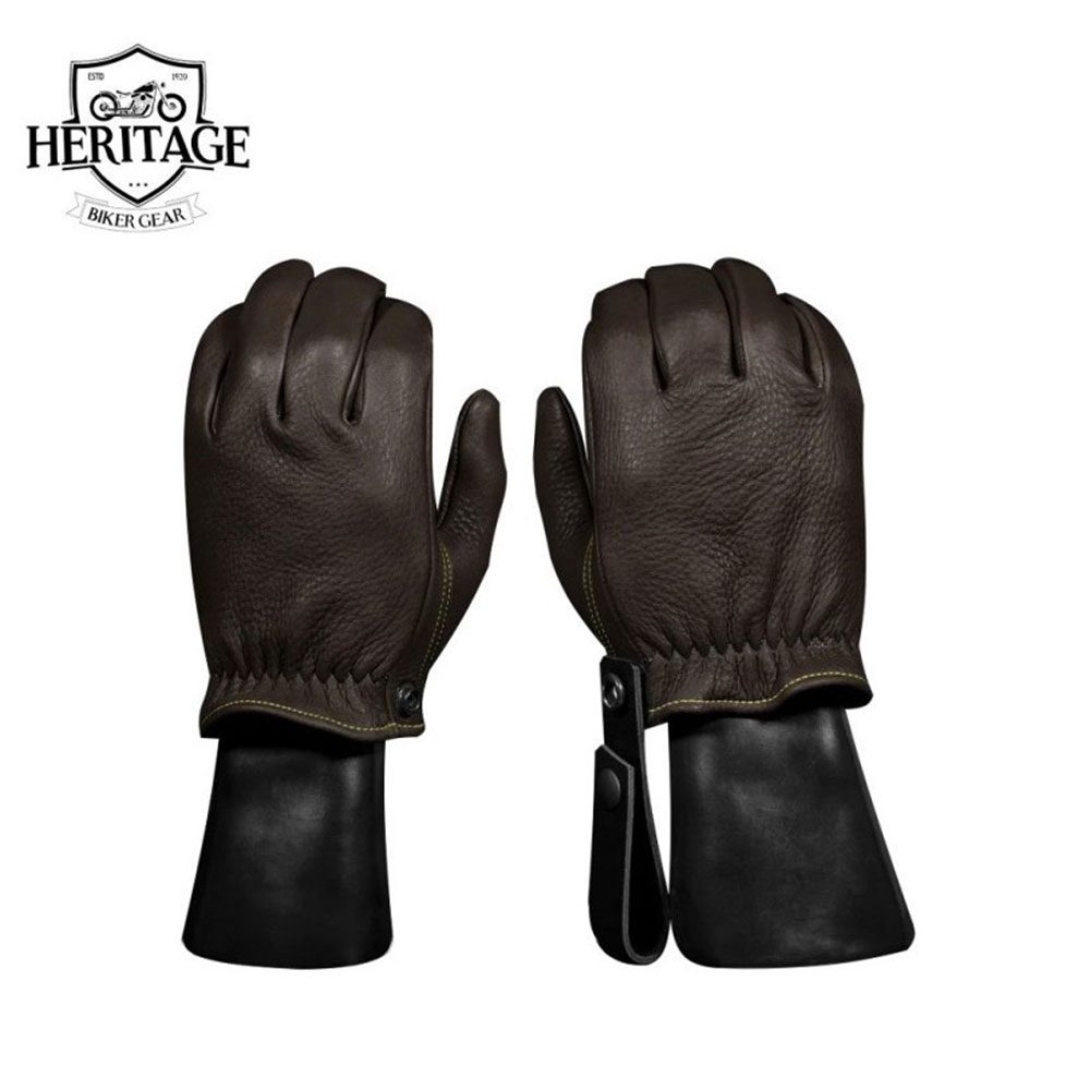 Heritage Premium Road Riding Brown Leather Gloves