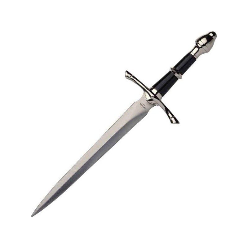 Sleek Medieval Dagger with Stainless Steel Blade & Black Scabbard