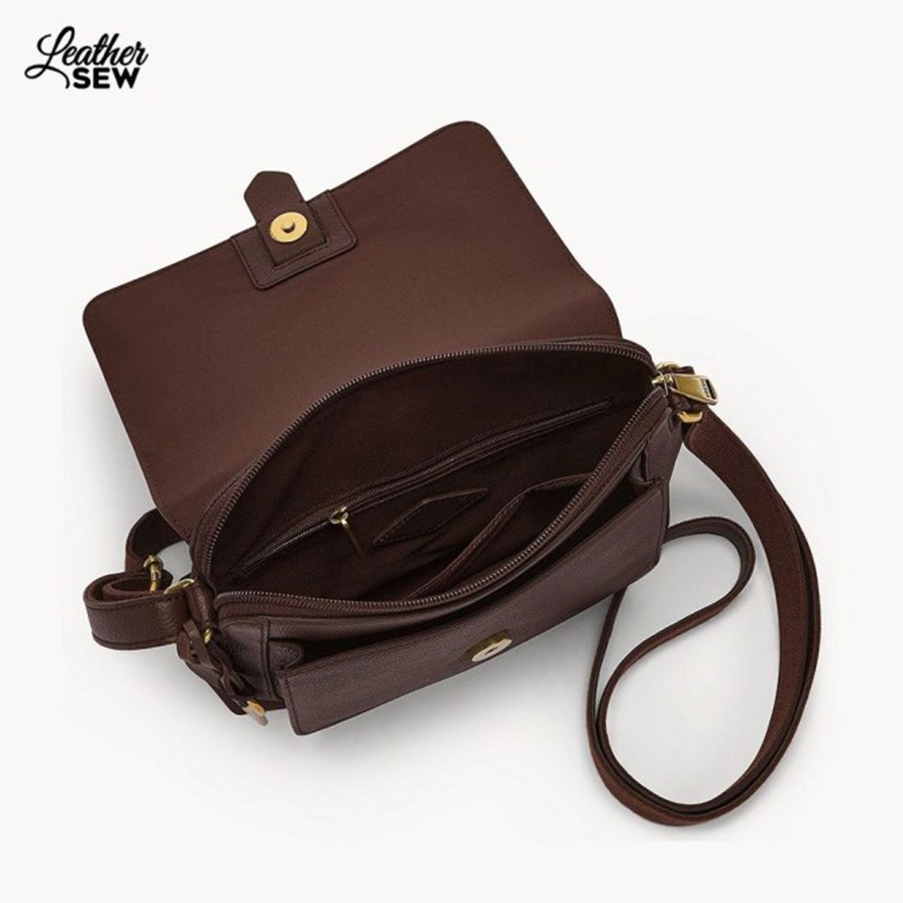 Small Crossbody Leather Bag in Dark Brown