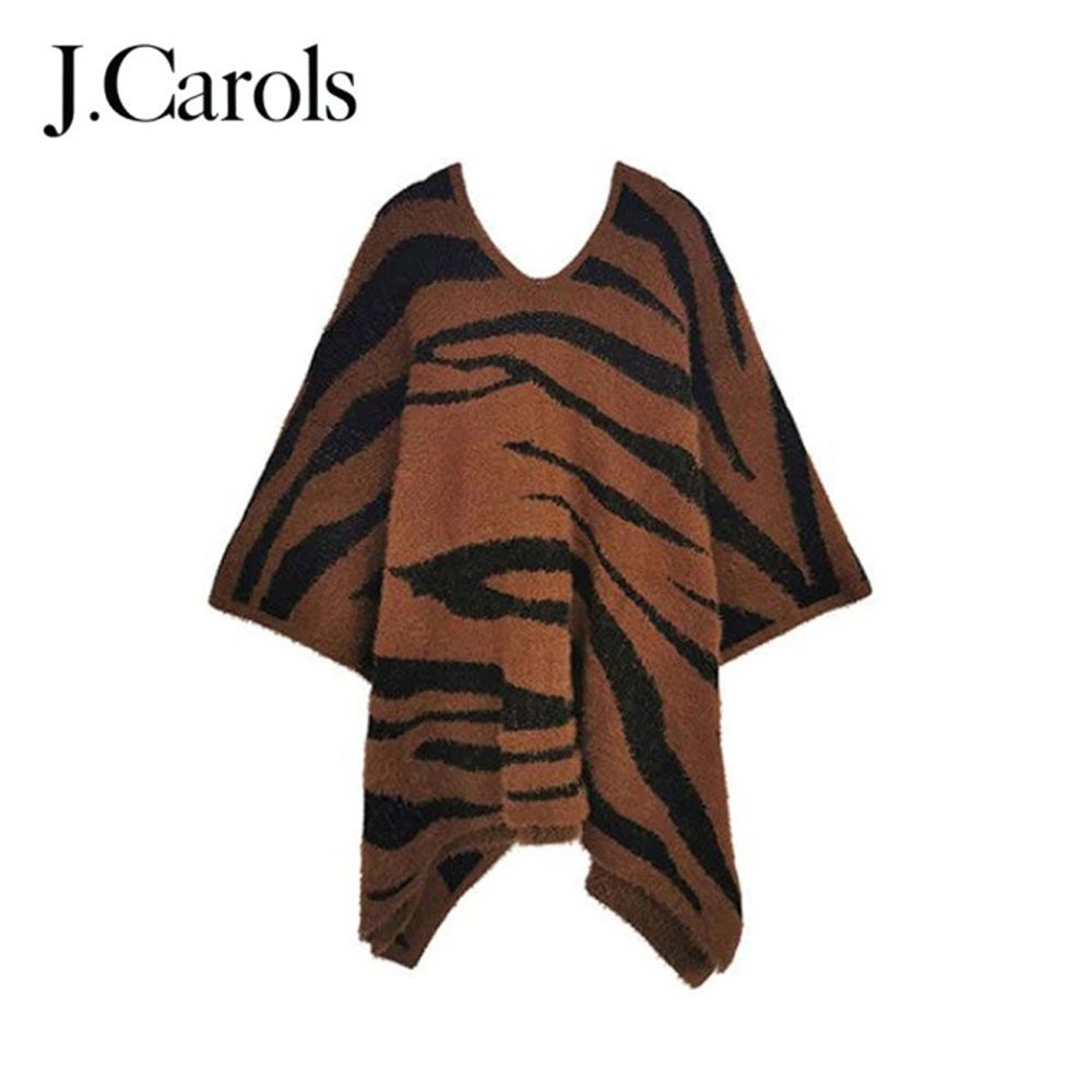 Tiger Print Fuzzy Poncho