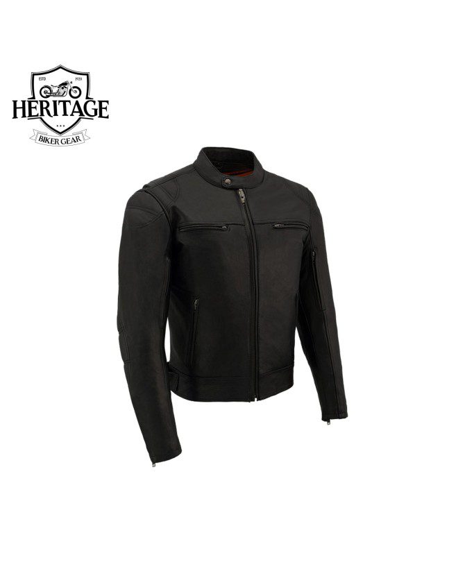 Vented Black Leather Jacket