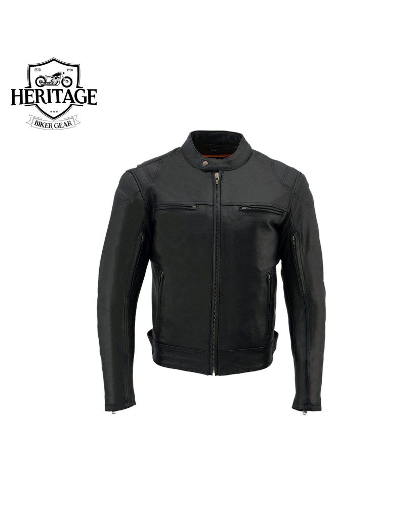 Men's Long Body Vented Black Leather Jacket