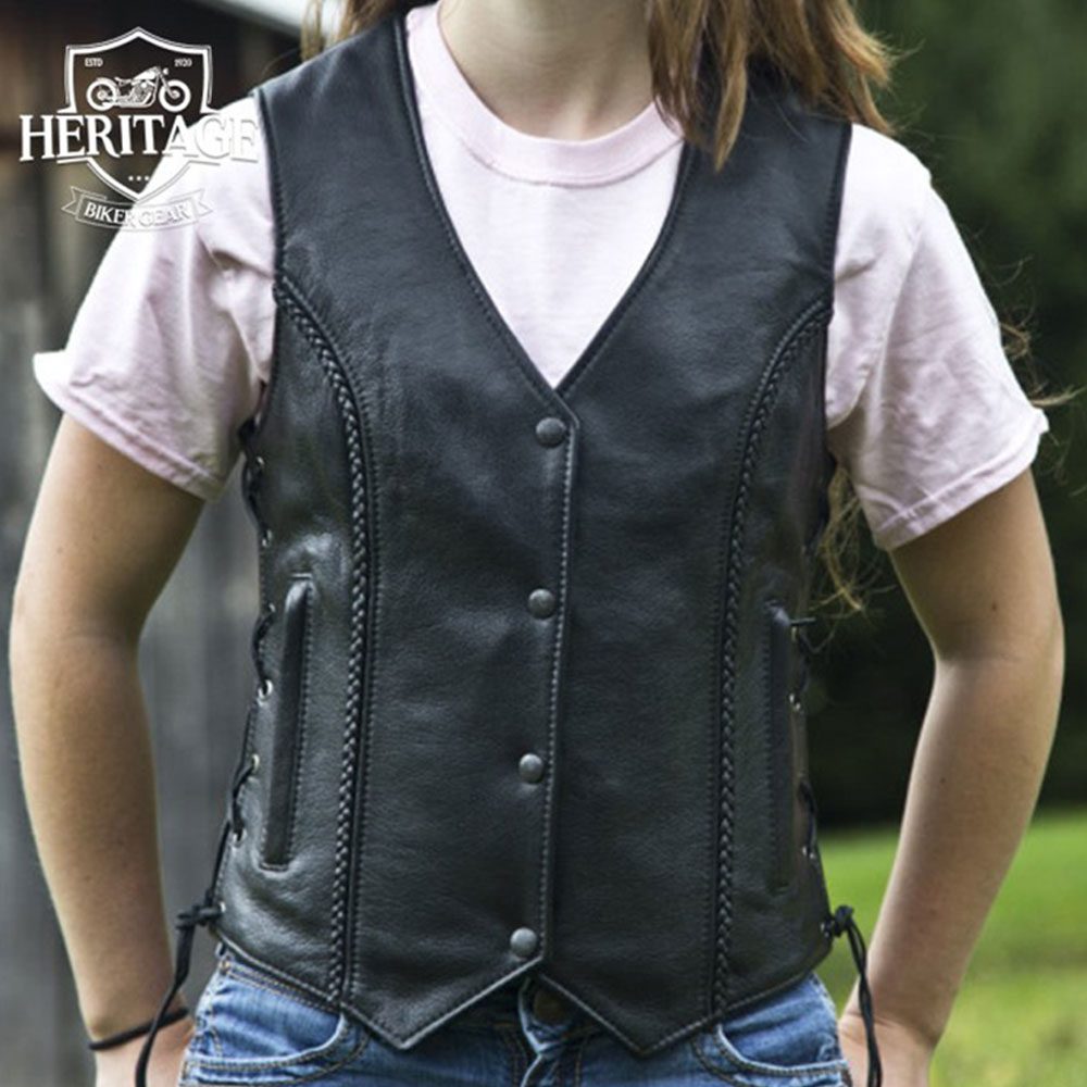 Women's Braided Vest With Zippered Pockets