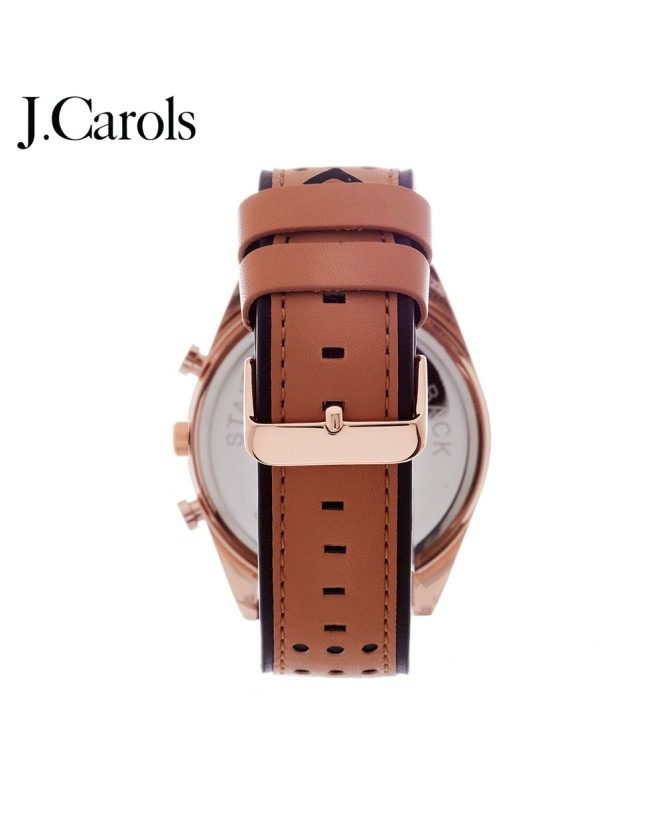 Contemporary Style Leather Strap Men's Watch