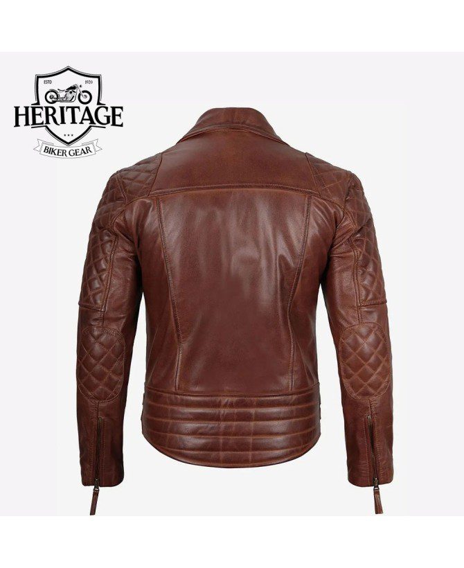 Men's Cognac Motorcycle Leather Jacket